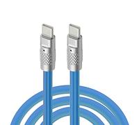 cablecc Type C USB-C to USB-C Liquid Silicone Ultra Soft 120W Power USB2.0 Data Blue Cable Fast Charge for Laptop Tablet Phone 1M