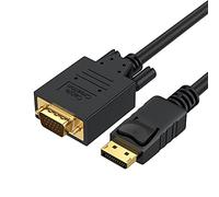 CableCreation 6ft plaqué Or DisplayPort vers VGA Câble, Standard DP à VGA Mâle Câble, 6ft Couleur Noir