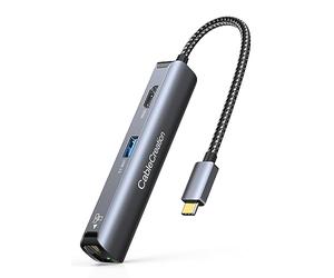 CableCreation Adaptateur multiport USB-C, 5 en 1, hub USB C, Ethernet, HDMI, avec 4 K @ 30 Hz, 3 Ports USB 3.0, pour MacBook Pro/Air M1, iPad Pro, Surface Go, S22