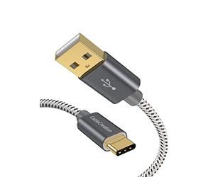 CableCreation Câble court USB vers USB C Android Auto 0,25 m Câble USB A vers C Charge rapide 3 A Données 480 Mbps pour banque d'alimentation, iPad Mini, S22 S21 Pixel Gris