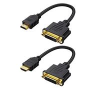 CableCreation Lot de 2 câbles HDMI vers DVI 0,15 m - Convertisseur HDMI bidirectionnel vers DVI femelle - Compatible avec HDTV, PS3/PS4, DVD, 1080p, 3D