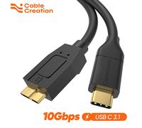CableCreation USB de Type C à B Micro Câble 10gbps Rapide Données Disque Dur Externe Câble pour SSD HDD PC MacBook Pro 0.3m 1m - Type Black-0.3m