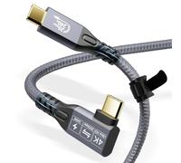 CABLEDECONN USB C 3.2 Gen-2 Rallonge 1M 3.3FT Coude à 90 Degrés Thunderbolt 3 240W Câble de Charge Rapide Mâle à Femelle Transfert de Donnes 20Gbps 48V/5A Câble Video 4K Compatible avec MacBook