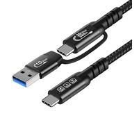 CABLEDECONN USB3.2 Extension de Données 40Gbps Mâle à Mâle Câble 240W Charge Rapide 8K Ultra HD Vidéo USB A à C USB2.0 10Gbps Connexion de Données Ligne d'alimentation (2m 6.6ft)