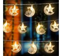 Cablelera Décoration Ramadan Guirlandes Lumineuses Étoile Lune Eid Mubarak, Ramadan Mubarak Decoration 9,8 ft 20 LED Lumières de Ramadan pour Musulman Eid Mubarak