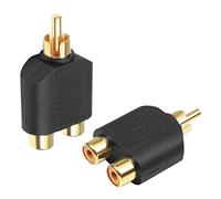 CABLEPELADO Adaptateur Audio RCA Mâle Vers 2 Femelle | Splitter Pour Caisson de Basses, Amplificateurs, TV, Lecteurs CD/DVD | Stéréo | 1 Unité (Doré)