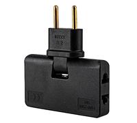 CABLEPELADO Adaptateur prise murale plate avec 3 sorties, prise pivotante, 250 V, prise terre 10 A, noir