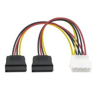 CABLEPELADO Câble adaptateur de division d'alimentation 4 broches mâle IDE Molex | LP4 à 2X 15 broches SATA | 18 AWG | Convient pour HDD, SSD, CD-ROM | 15 cm (2x SATA)