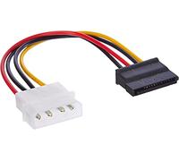 CABLEPELADO Câble adaptateur LP4 à 4 broches IDE Molex vers 2 x 15 broches SATA 18 AWG pour disque dur, SSD, CD-ROM 15 cm (1 x SATA)