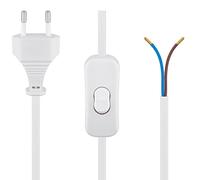 CABLEPELADO Câble d'alimentation avec interrupteur ON/OFF type C CEE7 | Fiche bipolaire | Section 0,75 mm² | HO3VVH2-F | Convient pour les prises, alimentations, douille | Blanc | 1,50 mètres.