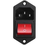 CABLEPELADO Connecteur d'alimentation avec cadre | C14 AC 10 A 250 V | Interrupteur à bascule DPST, 3 broches, indicateur LED couleur rouge, convient pour machines industrielles, machines récréatives,
