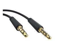 CABLEPELADO Rallonge jack 3,5 mm TRRS 4 broches mâle à mâle compatible avec auxiliaire pour autoradio, casques, PS5, Xbox, lecteur DVD, haut-parleurs, PC, TV | Noir | 2 mètres