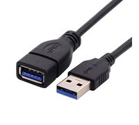 CABLEPELADO Rallonge USB 3.0 Super Speed USB type A mâle femelle haute vitesse 5 Gbps pour imprimante, souris, clavier, Hub, clé USB, manette PS, HDD, ordinateur Noir 3 mètres