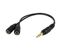 Câbles audio 23 cm 3, 5 mm double connecteur mâle vers femelle adaptateur jack stéréo câble audio en Y câble répartiteur deux câbles audio.