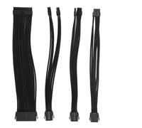 Câbles d’Extension d’Alimentation PSU 18 AWG, Lot de 4 pièces, Longueur 30 cm, gainage en Nylon, connecteurs 24 Broches ATX, 4+4 Broches CPU, 6+2 Broches PCIE GPU, câble (Noire)
