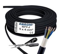 Câbles d'alimentation électrique souterrain - NYY-J - 5 x 4 mm² - Grand choix de quantité - Choix libre à partir de 1 m - Dans une longueur