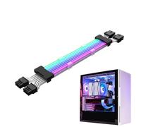 Câbles d'alimentation RVB | Câbles d'alimentation RVB de 36,5 cm | Câbles gainés RVB | Câble d'alimentation Powerr de carte mère avec double lumière LED, composants de câble d'extension Powerr RVB