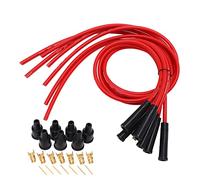 Cables de Bougie D'allumage, Jeu de Fils D'allumage de Bougie D'allumage de Voiture Rouge 8 Mm de Diamètre 1 M de Longueur Fil D'allumage Rouge de Remplacement pour Voitures