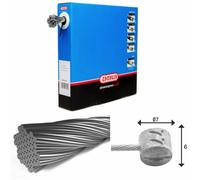 Câbles de freins 7x7 fils inox Ø1,5mm tête en T Ø7x6 Elvedes (x100) Argenté