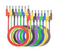 Câbles de test en silicone - Fiche banane - 4 mm - 1 m - 8 couleurs | Silicone très flexible, résistant aux températures, 4 mm, longueur 100 cm, assortiment de 8 couleurs