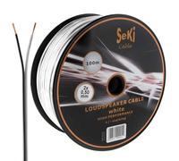 Seki Câble de Haut-Parleur 2 x 0,5 mm² - Blanc - Bobine 100 m - CCA Câble - Câble Audio - Box