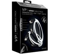 Gioteck Viper Pack - Cable Gaming HDMI PS5/Xbox Series x Premium 2.1 8K et USB C Charge Rapide, Cable Nylon de 3 mètres Connecteurs 24K - Haute Qualité - Compatible PS4/PS5/Xbox One/Series/PC - Blanc