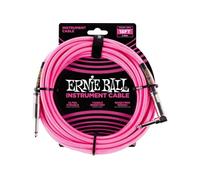Ernie Ball Câble d’instrument tressé, connecteur droit et coudé, 5,5 m, rose fluo