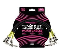 Ernie Ball Câbles patch pour instrument – Pack de 3 – coudé 30 cm – Noir