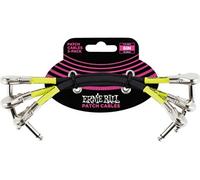 Ernie Ball Jeu de 3 câbles de raccordement, connecteurs plats coudés, 15,2 cm, noir