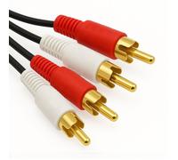 Câbles RCA audio stéréo Connecteurs 2xRCA vers 2xRCA avec fiches plaquées or 2 mètres Noir - Visiodirect -