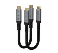 cables usbc court 15cm+15cm Compatible avec Thunderbolt 4/3,20Gbps Transfert de données Câble USB 3.2 Gen2, 240W 20V/5A usb c charge rapide, Transmission vidéo 4K pour moniteurs,Laptops, vr,Monitor