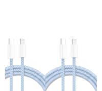 Cables X2 Type-C Charge Rapide 3a Nylon Renforce Bleu 1m Pour Iphone 8 / X / Xr / 11 / 12 / 13 / Se 2022 Little Boutik®