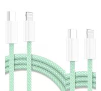 Cables X2 Type-C Charge Rapide 3a Nylon Renforce Vert 2m Pour Iphone 8 / X / Xr / 11 / 12 / 13 / Se 2022 Little Boutik®