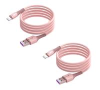 Cables X2 USB Charge Rapide 3A Silicone Rose 2m Pour iPhone 8 / X / XR / 11 / 12 / 13 / SE 2022