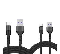 Cables X2 Usb / Type-C Charge Rapide 3a Nylon Renforce Noir 2m Pour Smartphone Xiaomi / Oppo / Vivo / Realme / Pixel Little Boutik®