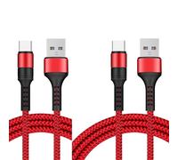 Cables X2 Usb / Type-C Charge Rapide 3a Nylon Renforce Rouge 2m Pour Samsung A13 / A33 / A53 / S22 / S22 Plus / S22 Ultra Little Boutik®