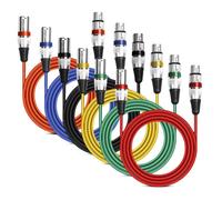 Câbles XLR DMX 6x2m 3 Broches, Microphone Studio Mixage, Mâle/Femelle Professionnel Qualité Audio