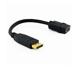 Cablesson Câble court DisplayPort vers HDMI multimode - Adaptateur vidéo DP mâle vers HDMI femelle - Actif avec audio, 4K, Full HD, HDMI 2.0/1.4, pour HDTV, Apple et PC - Adaptateur DP vers HDMI - Noir - 200 mm