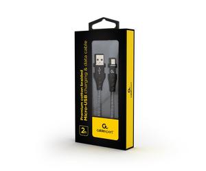 Cablexpert CC-USB2B-AMMBM-2M-BW câble USB USB 2.0 USB A Micro-USB B Noir
