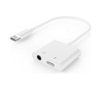 Cablexpert - USB-C vers jack de casque / adaptateur de charge - 24 pin USB-C mâle pour jack mini, 24 pin USB-C femelle - 10 cm - blanc