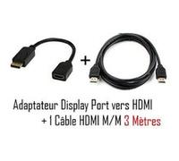 CABLING® Adaptateur Displayport/HDMI Male/Femelle + cordon HDMi M/M 3 mètres