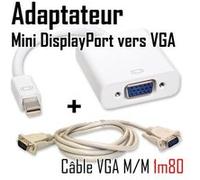Connectique Audio / Vidéo GENERIQUE CABLING Adaptateur Mini-DisplayPort vers VGA + cable VGA 1.8 M