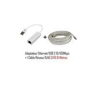 CABLING Adaptateur USB v2.0 vers réseau RJ45 10/100 Mbps + 1 Cable ethernet RJ45 cat6 10 mètres