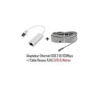 CABLING Adaptateur USB v2.0 vers réseau RJ45 10/100 Mbps + 1 Cable ethernet RJ45 cat6 15 mètres