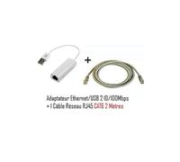 CABLING Adaptateur USB v2.0 vers réseau RJ45 10/100 Mbps + 1 Cable ethernet RJ45 cat6 2 mètres