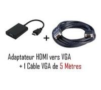 CABLING® Câble Adaptateur Convertisseur HDMI Mâle à VGA Femelle + Cable VGA 5 mètres