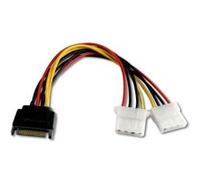 CABLING® Câble d'alimentation SATA interne 1 x 15 pins SATA M vers 2 x Molex F 0,18 m G