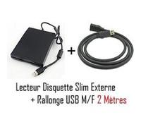 CABLING® lecteur de disquette 3.5 externe USB + rallonge USB 2 mètres