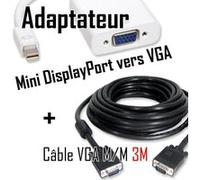 CABLING Mini DisplayPort vers VGA - convertisseur VGA en 1080p pour Mac Pro Air etc + Cable VGA M/M 3M