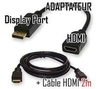 CABLING® Pack Adaptateur Vidéo DisplayPort vers HDMI + Cable HDMI male/male 2mètres G